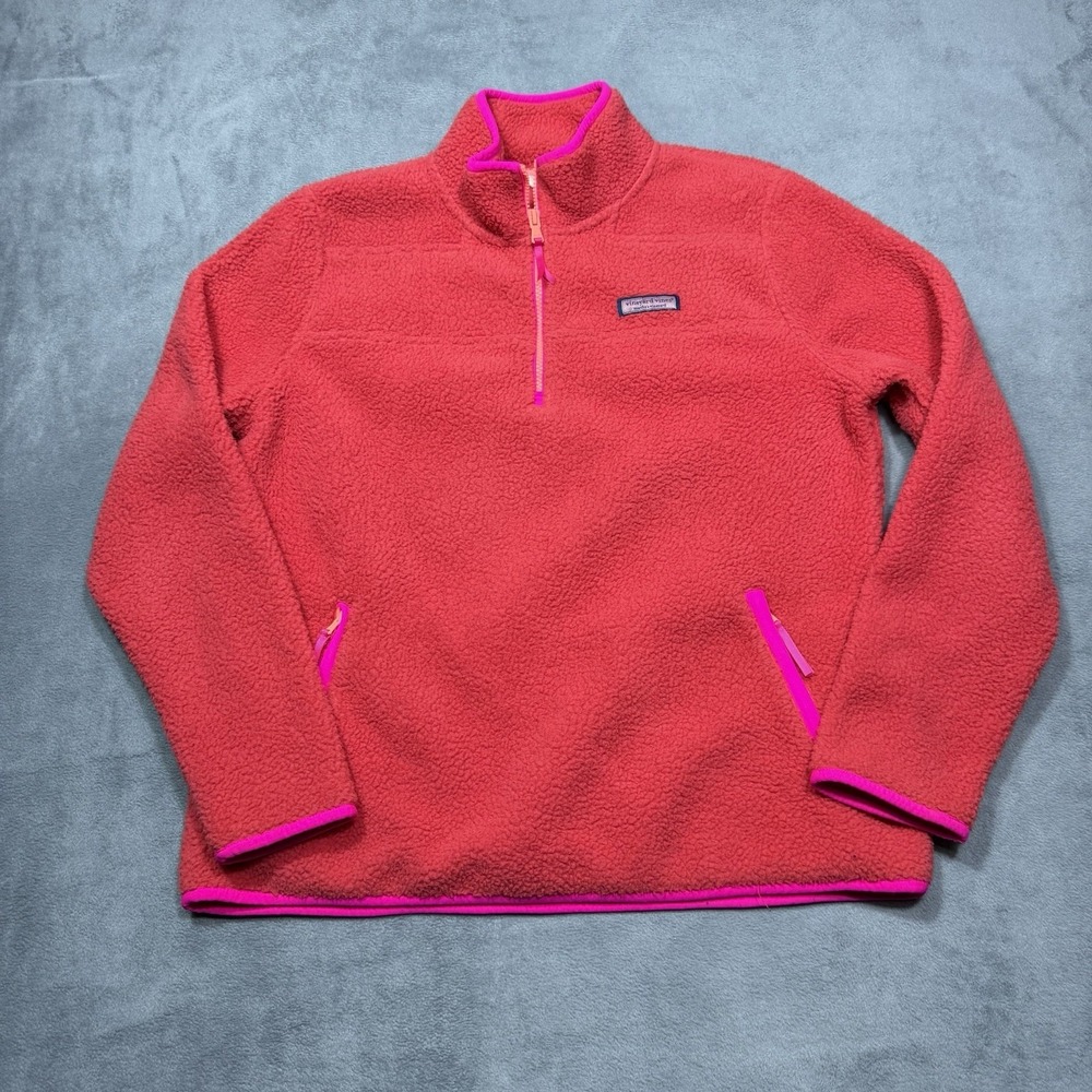 Vineyard Vines Quarter Zip Pullover Womens M Pink Marthas Vineyard Sherpa Fleece